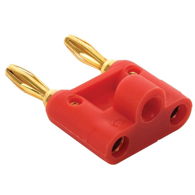 Adaptador de 2 plugs banana a 2 jacks banana rojo - Con