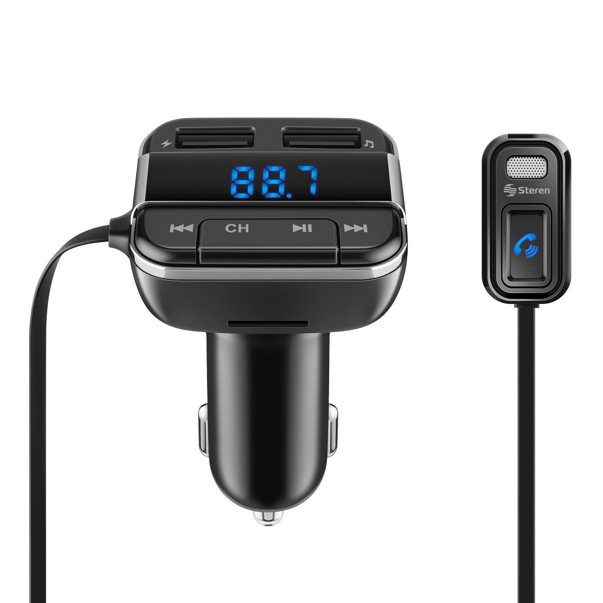  Comsoon - Transmisor FM Bluetooth para auto, adaptador Bluetooth  para auto, para música MP3, transmisión FM o llamadas con manos libres, con  dos puertos USB (5V/2.4A y 1A), pantalla LED, compatible