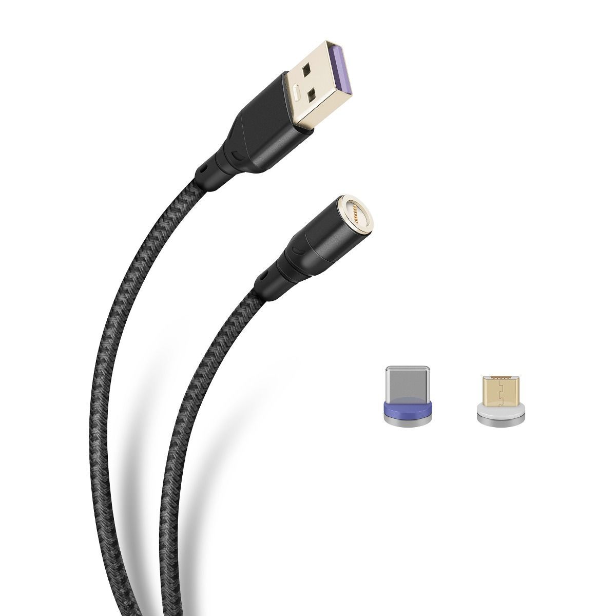 Cable magnético 2 en 1, USB a micro USB y USB C, de 1 m