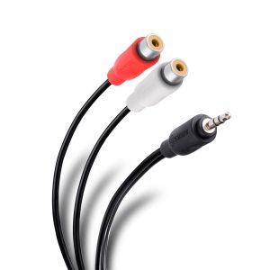 Cable conector 3,5 mm a 2 jacks RCA de 15 cm, ultradelgado
