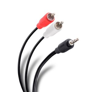 Cable conector 3,5 mm a 2 conector RCA de 15 cm, ultradelgado