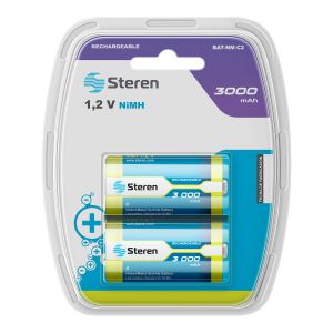 Paquete de 2 pilas recargables "C" NiMH 3000 mAh