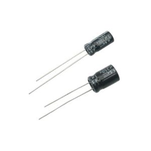 Capacitor electrolítico radial, de 2200 uF (micro Faradios) a 16 Volts