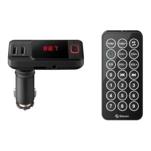 Transmisor FM Bluetooth* con cargador USB, reproductor MP3 y control remoto