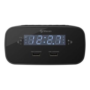 Radio reloj despertador digital FM con doble cargador USB