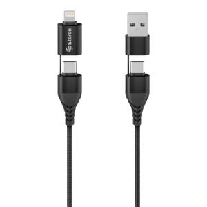 Cable 4 en 1, USB/USB C a Lightning/USB C de 1 m