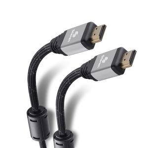 Cable HDMI* 4K con filtros de ferrita y cable tipo cordón, de 15 m color gris