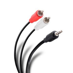 Cable plug 3,5 mm a 2 plug RCA de 1,8 m, ultradelgado