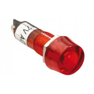 Bombillo neón en encapsulado redondo, color rojo, de 117 Vca