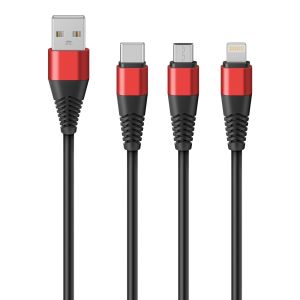 Cable 3 en 1, USB a Lightning/micro USB/USB C, de 1,2m