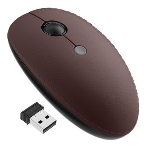 Mouse inalámbrico 800 / 1200 / 1600 DPI con acabado tipo piel, café