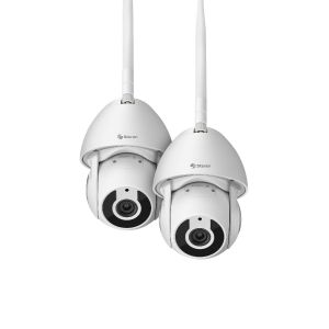 2 cámaras de seguridad Wi-Fi / Ethernet Full HD robotizadas con seguidor de movimiento para exterior