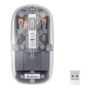 Mouse Bluetooth*/ RF, multidispositivo con batería recargable 800 / 1200 / 1600 DPI, transparente