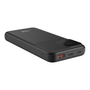Power Bank de 10,000 mAh PD 20 W / QC 18 W con 1 salida USB C, 1 salida USB y cables integrados USB C y Lightning color negro