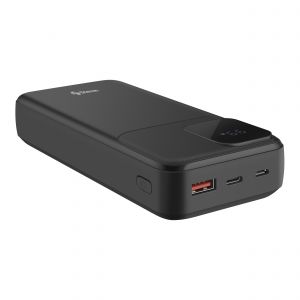 Power Bank de 20,000 mAh PD 20 W / QC 18 W con 1 salida USB C, 1 salida USB y cables integrados USB C y Lightning color negro
