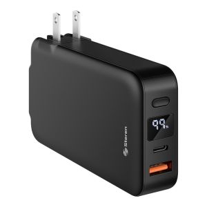 Cargador USB con Power Bank de 10,000 mAh, PD 20 W / QC 18 W con 1 salida USB C, 1 salida USB, cables integrados USB C y Lightning y clavija abatible