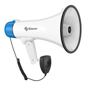 Megáfono de 25 W con grabador de voz, batería recargable, Bluetooth*, reproductor MP3 y micrófono tipo patrullero