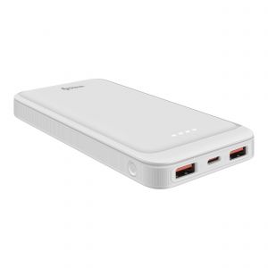 Power Bank de 10,000 mAh, PD de 20 W / QC de 18 W, con 1 salida USB-C y 2 salidas USB, color blanco